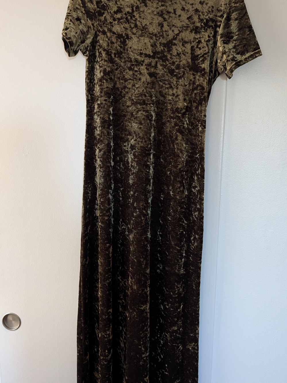Maurices 90s Vintage Crushed Velvet Maxi Dress in Olive